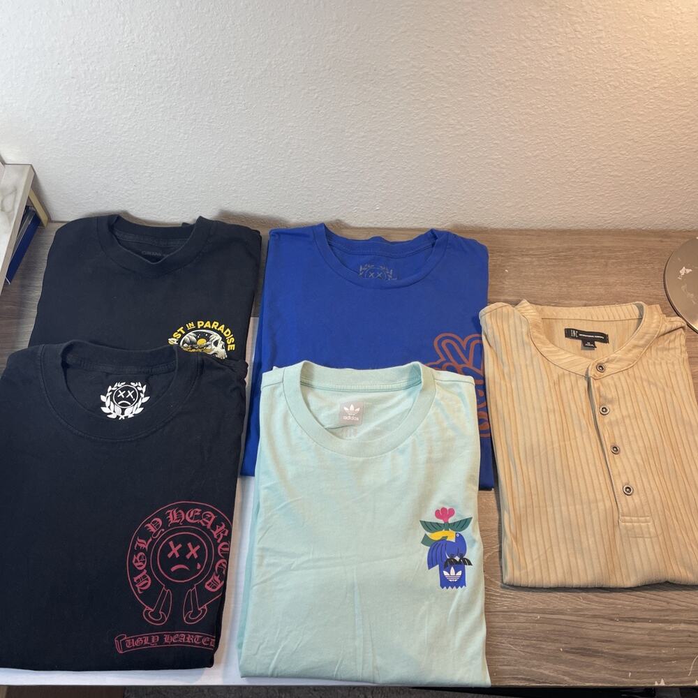Mens Size M T-Shirt Lot 5 Adidas INC Ugly TShirt Grim Days Streetwear